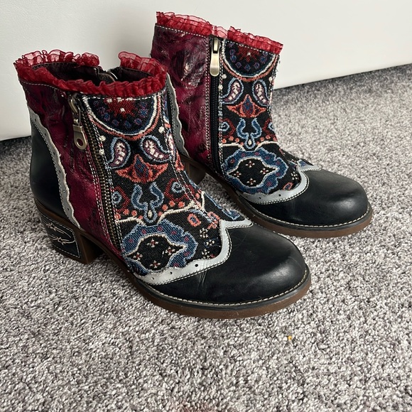 Socofy Paisley Patterned Ankle Boots Size EU 37 - Picture 1 of 8